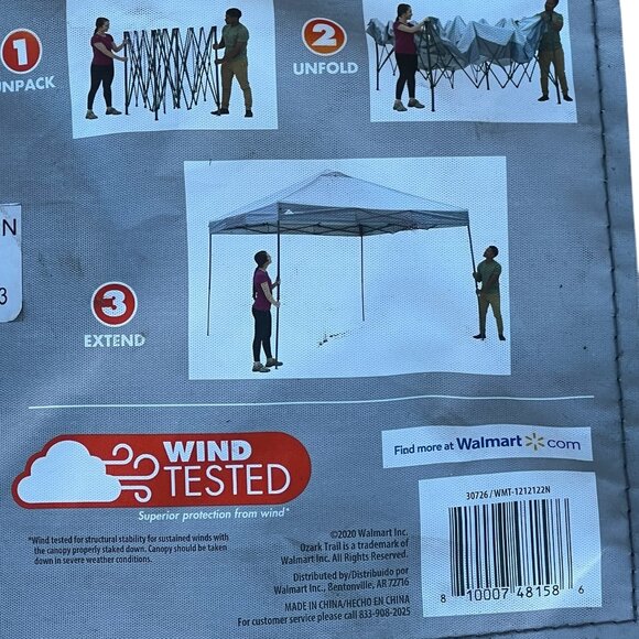 Ozark Trail Canopy 12x12 Instant Set Up & Take Down Push Button Straight Legs - Picture 11 of 15